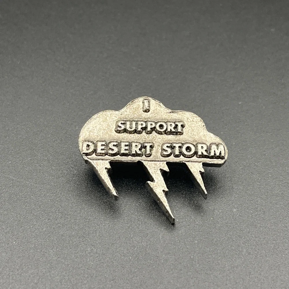 I Support Desert Storm USA Thunderclouds Pewter Lapel Hat Pin‎